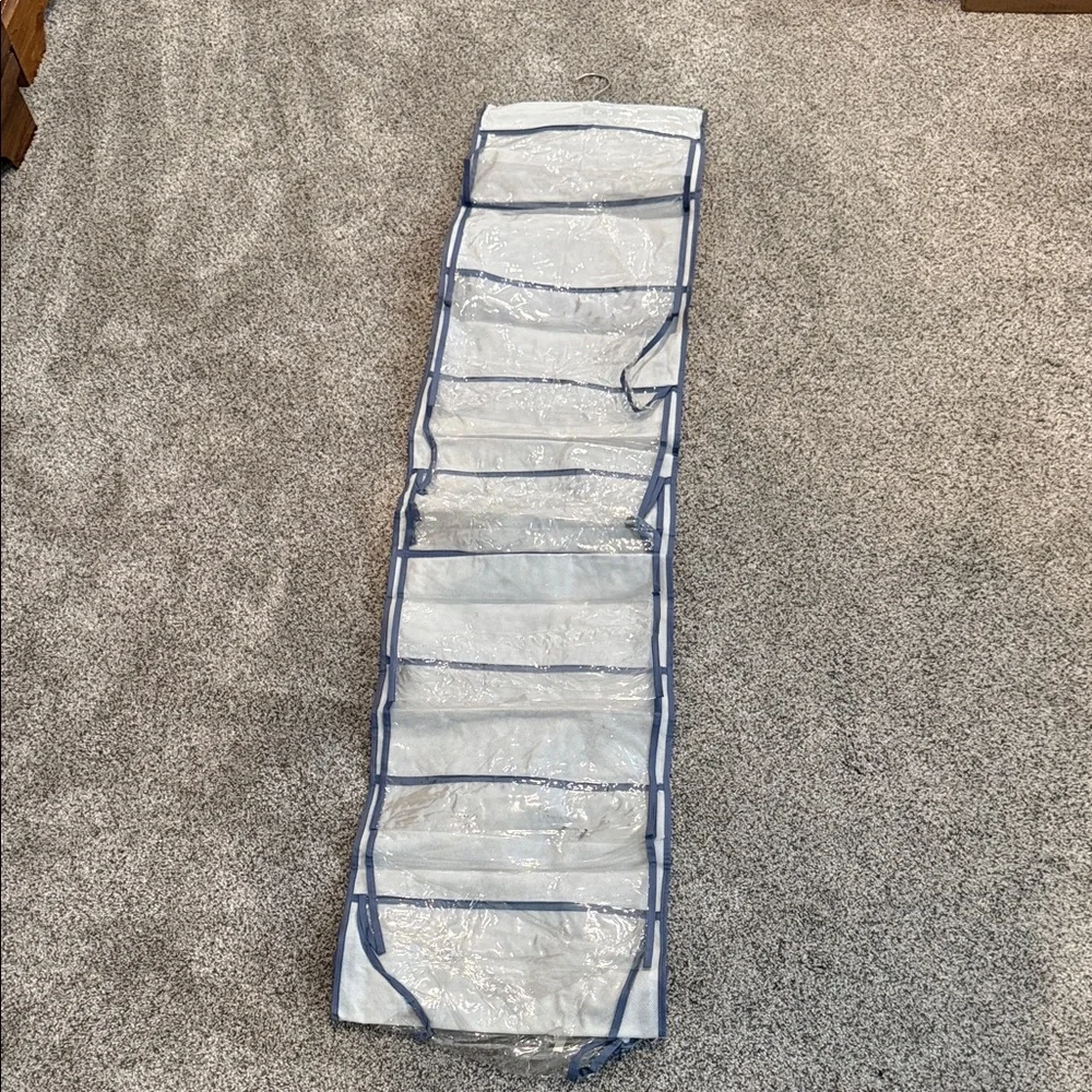 Hanging Shoe Organizer with Blue Trim